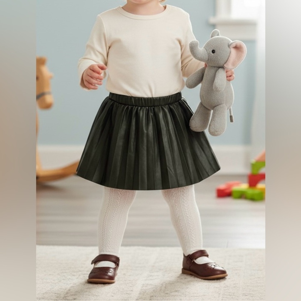 Zara Black pleated faux leather mini skirt